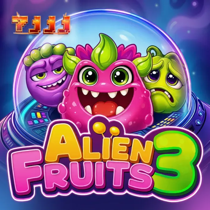 Interface vibrante do slot Alien Fruits 3 com símbolos de frutas espaciais